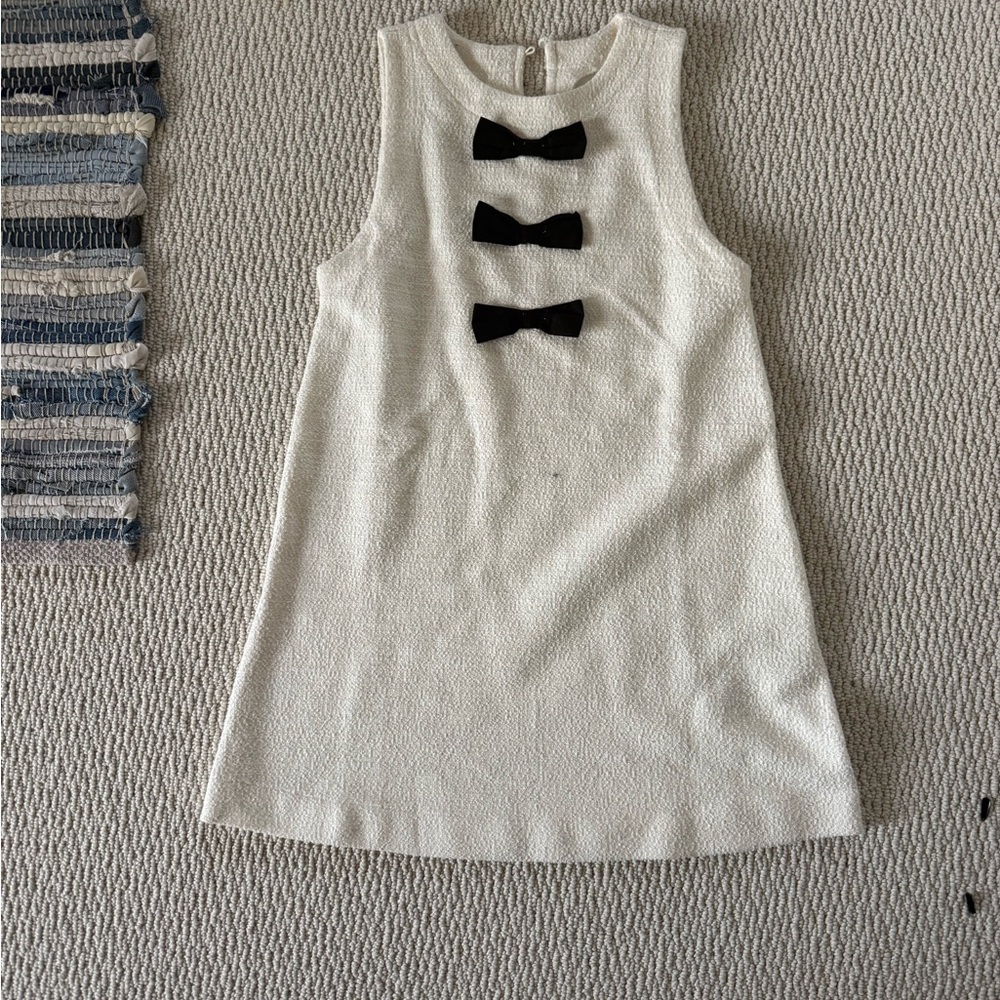 Zara Cream Sleeveless Dress with Black Bow Details
